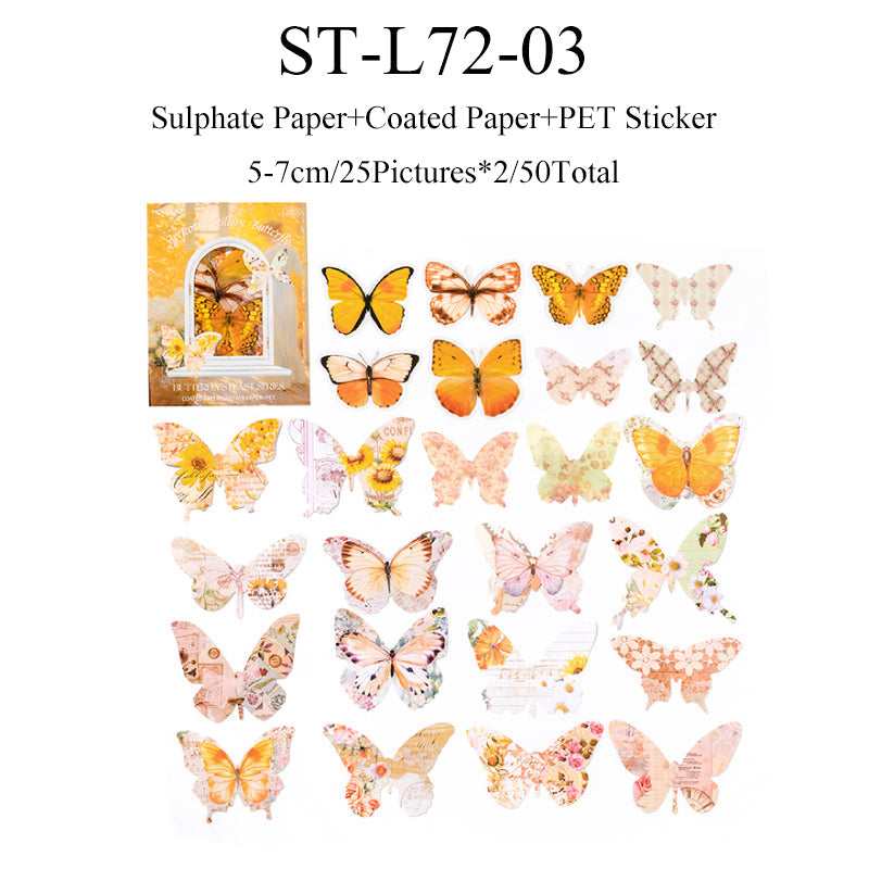 50PCS The Feast of butterflies series sticker