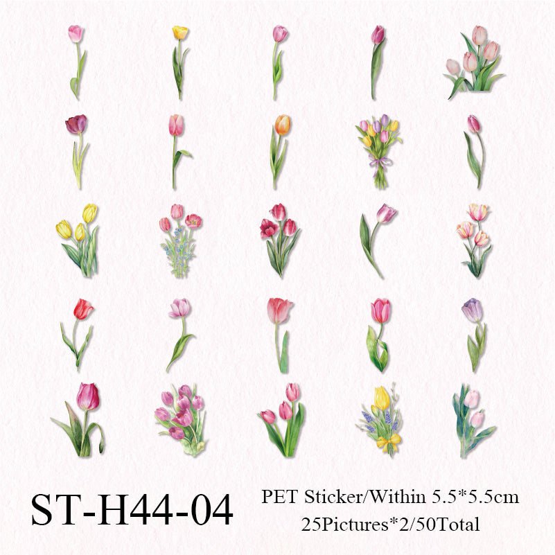 50PCS Flower handbook series sticker