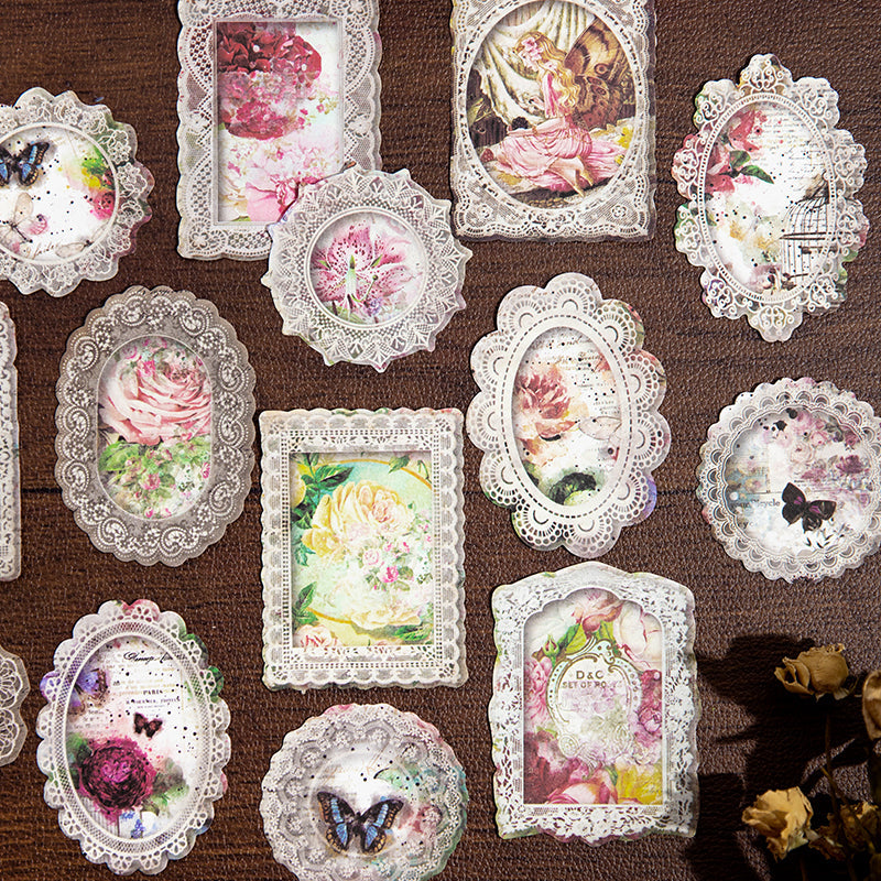 45PCS Memorial of lace series material paper