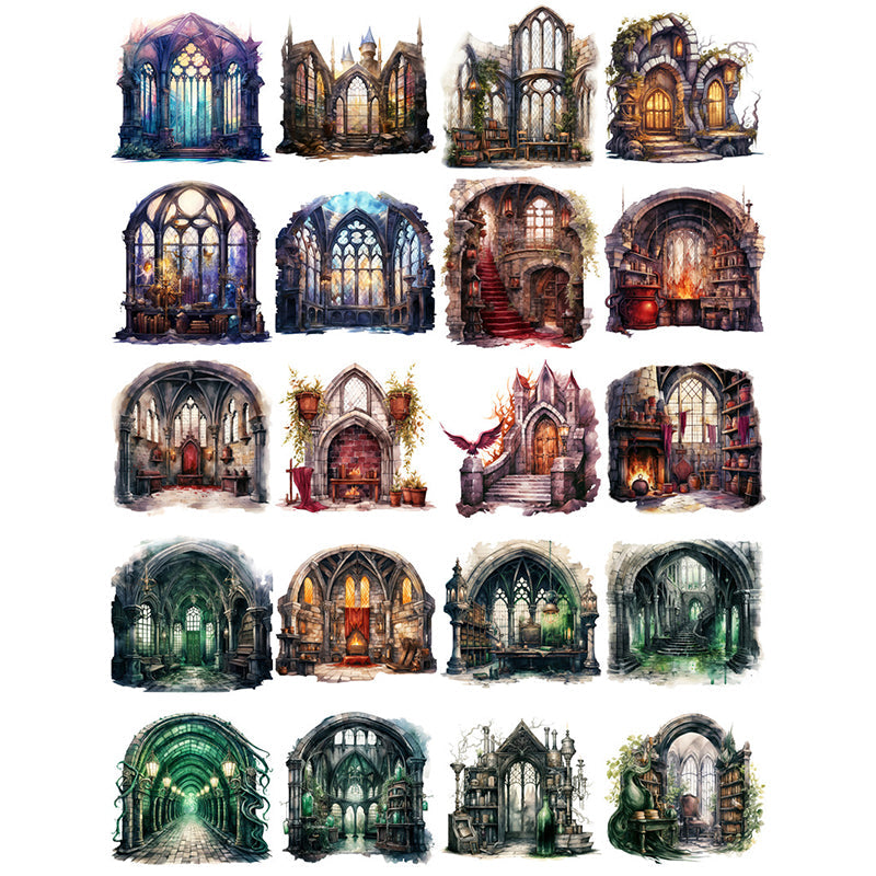 20PCS Vintage castle sticker