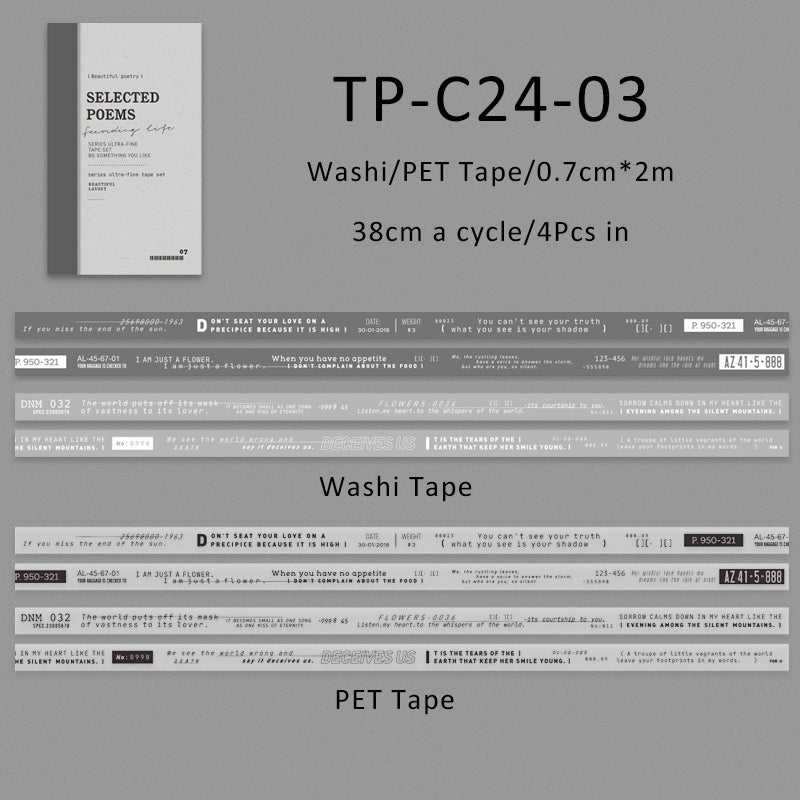 Excerpts from poems series Washi/PET Tape