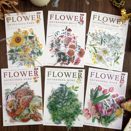 50PCS Flower handbook series sticker