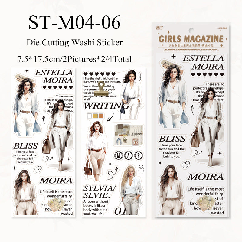 4PCS Girls Magazine Series sticker