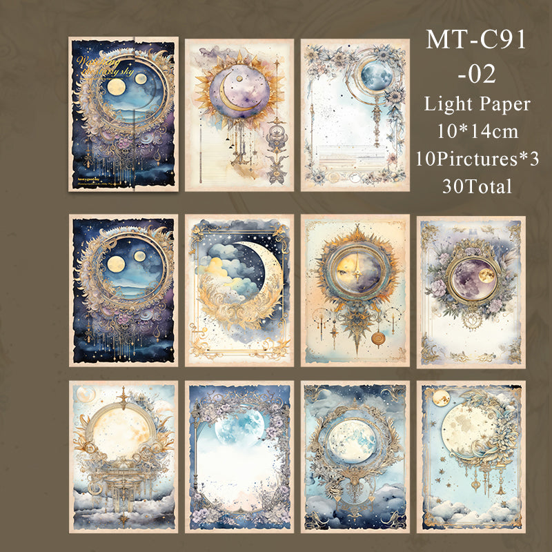 30PCS Watching the starry sky series material paper