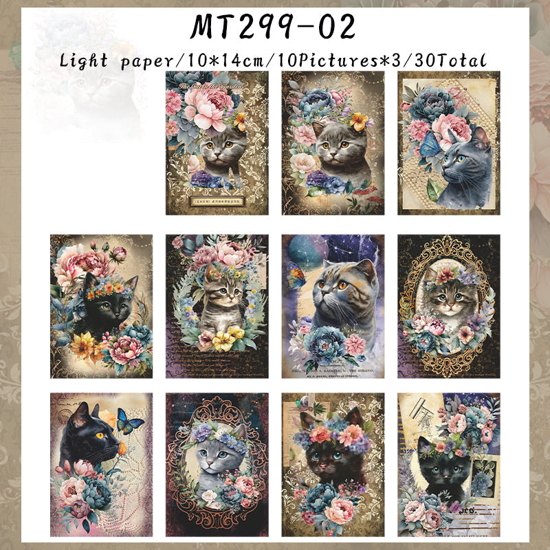 30PCS Garden cat series material paper