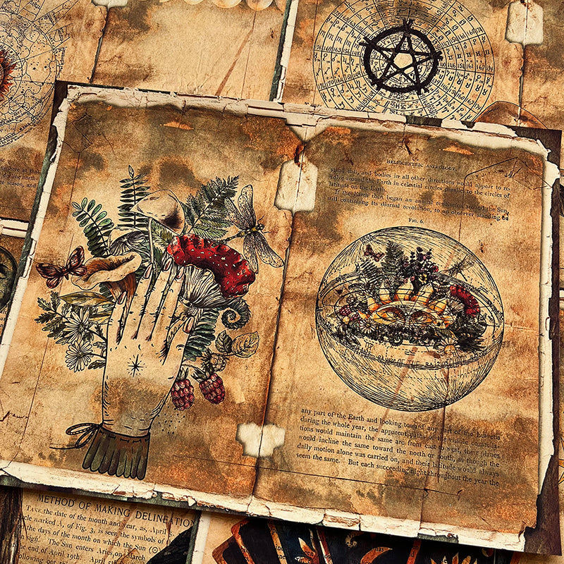 5PCS Vintage Book of Shadows background paper