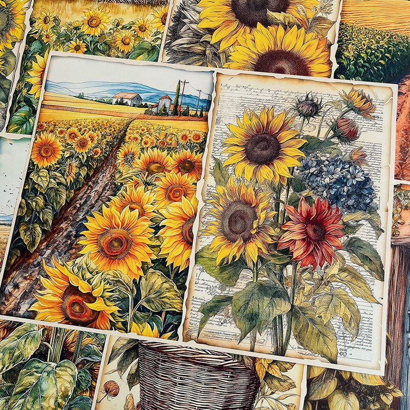 10PCS Garden sunflower background paper