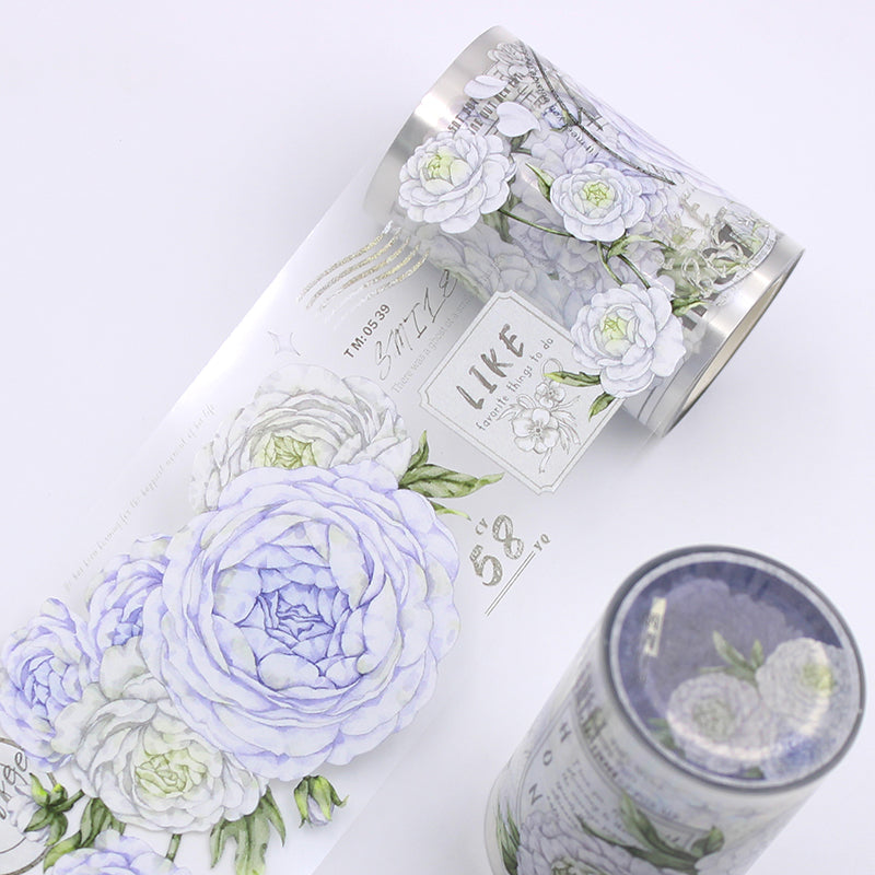 6.5cm*150cm Mist clear peony Washi/PET Tape