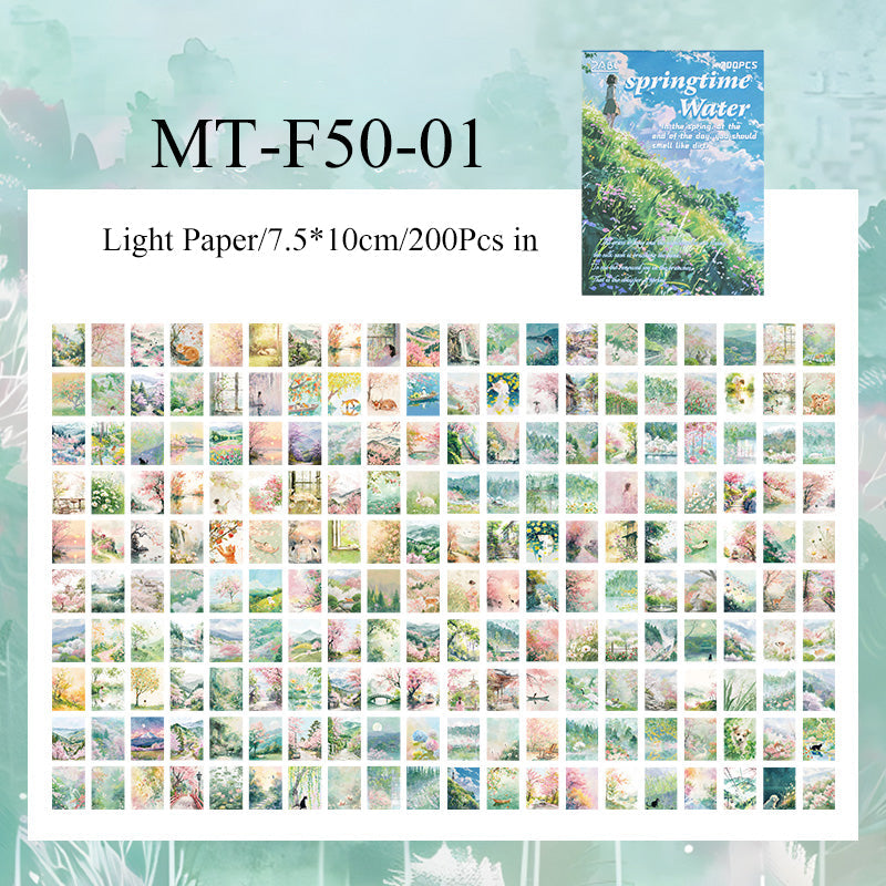 200PCS Contract Four seasons series material paper