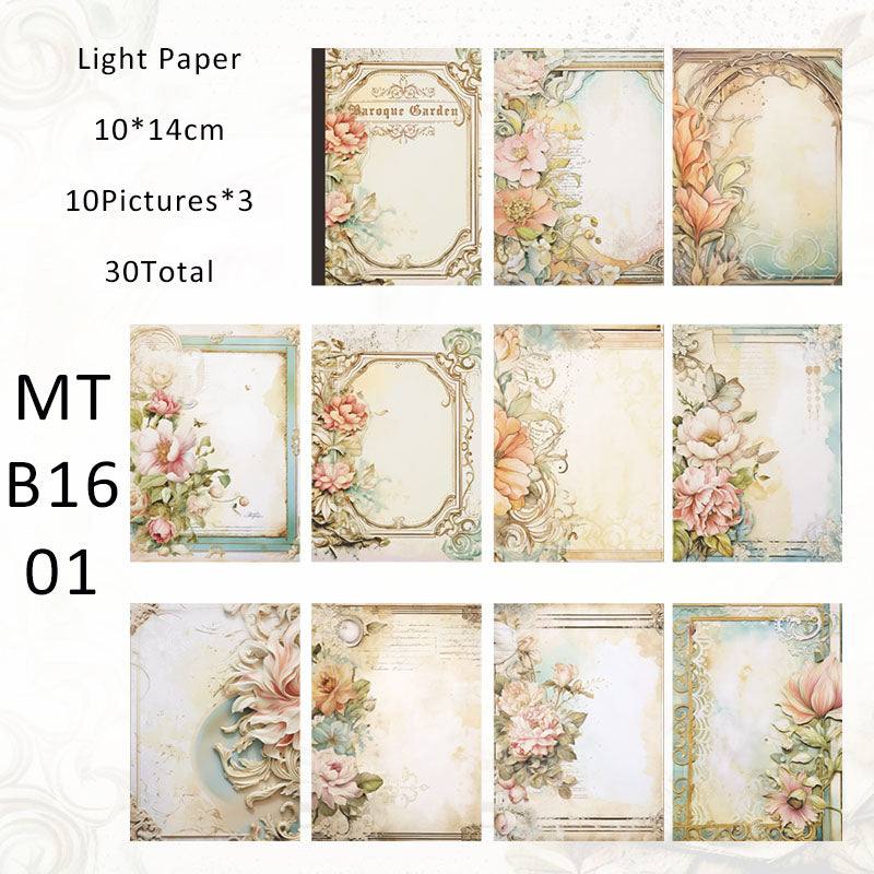 30PCS Baroque Gardens series material paper