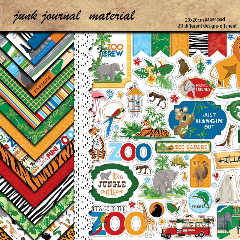 20PCS Zoo Adventure material paper