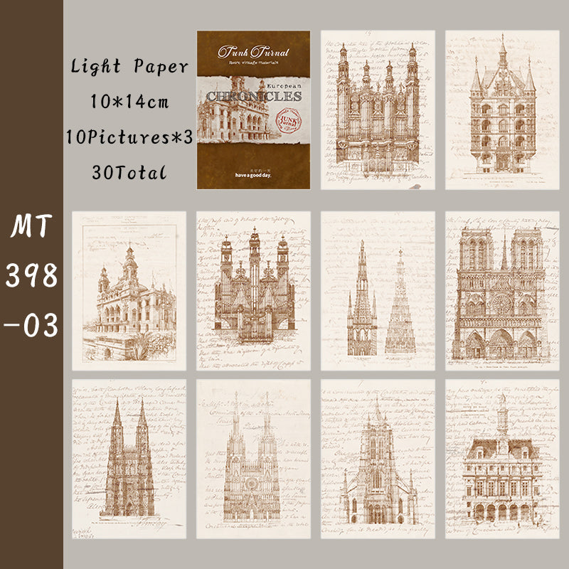 30PCS European travel series material paper