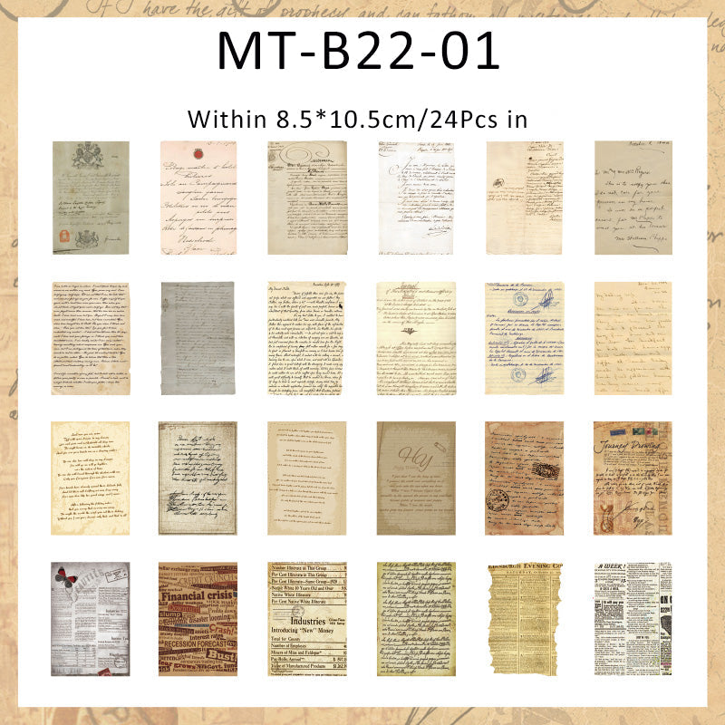 24PCS Retro text series material paper