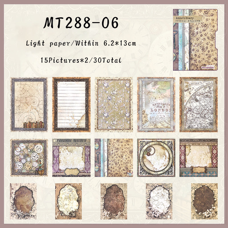 30PCS Anne's Diary series material paper