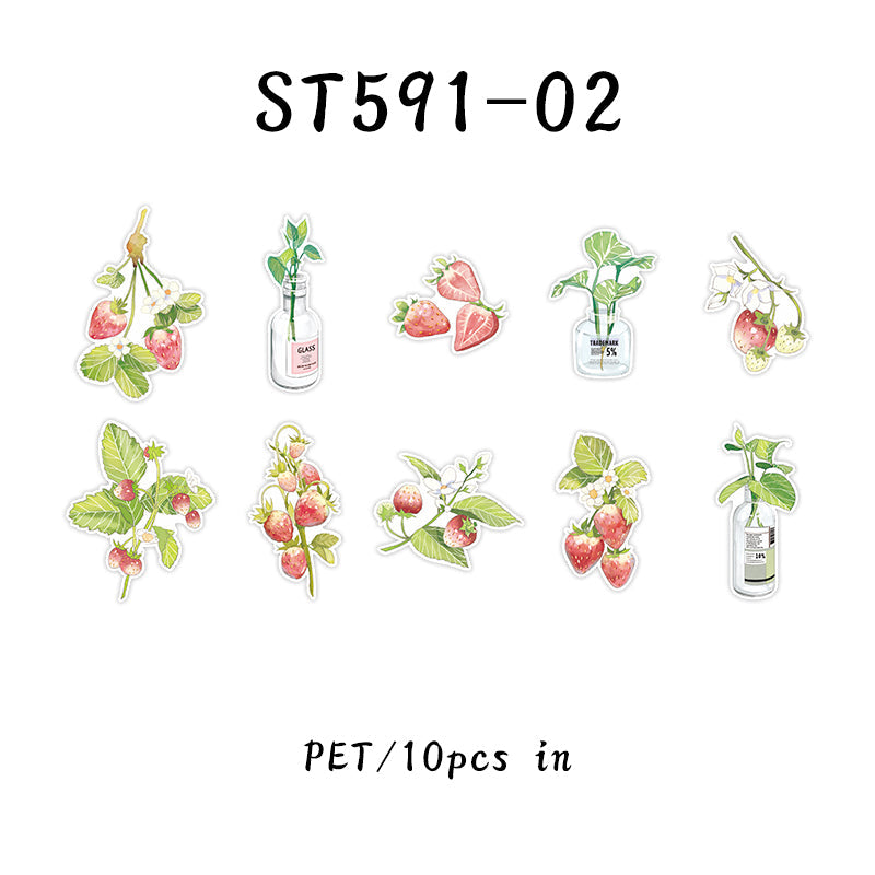 10PCS Flowers to send wine series sticker