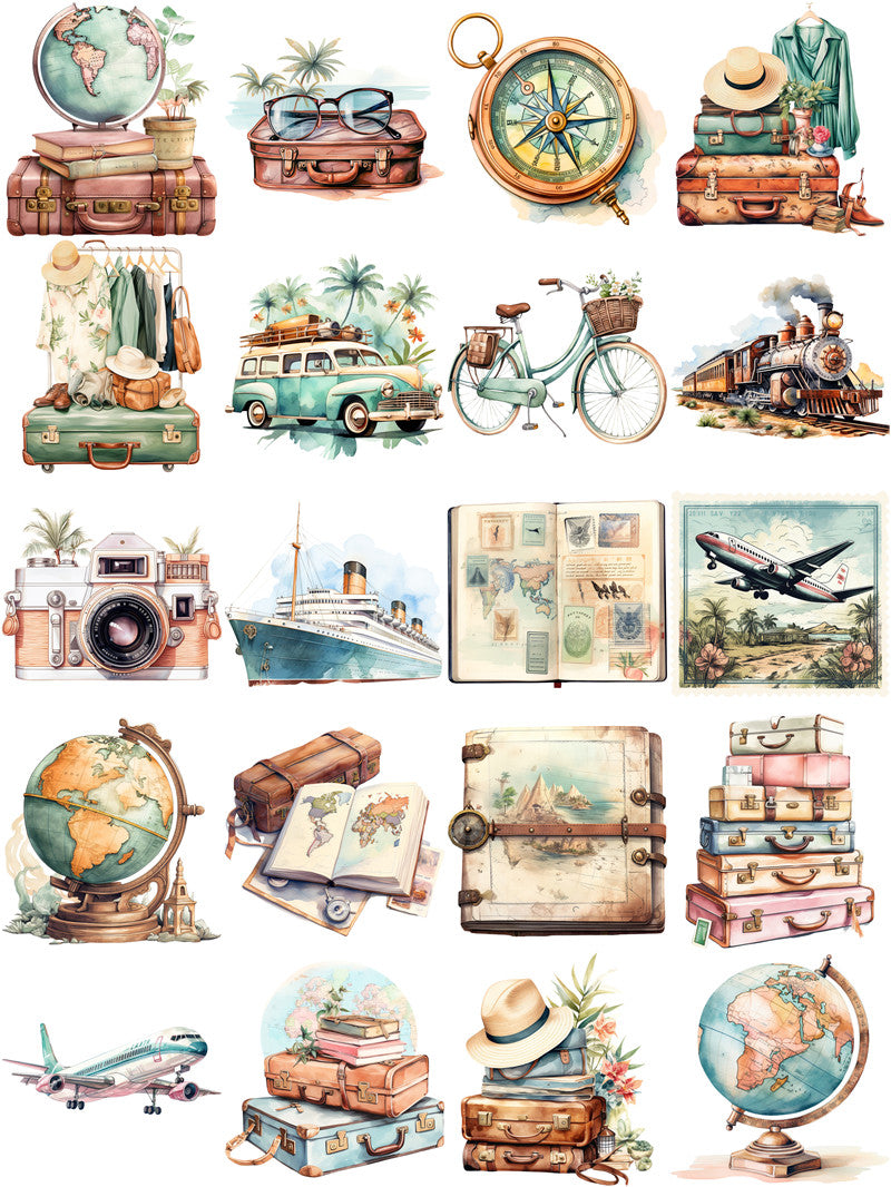 20PCS Travel diary sticker