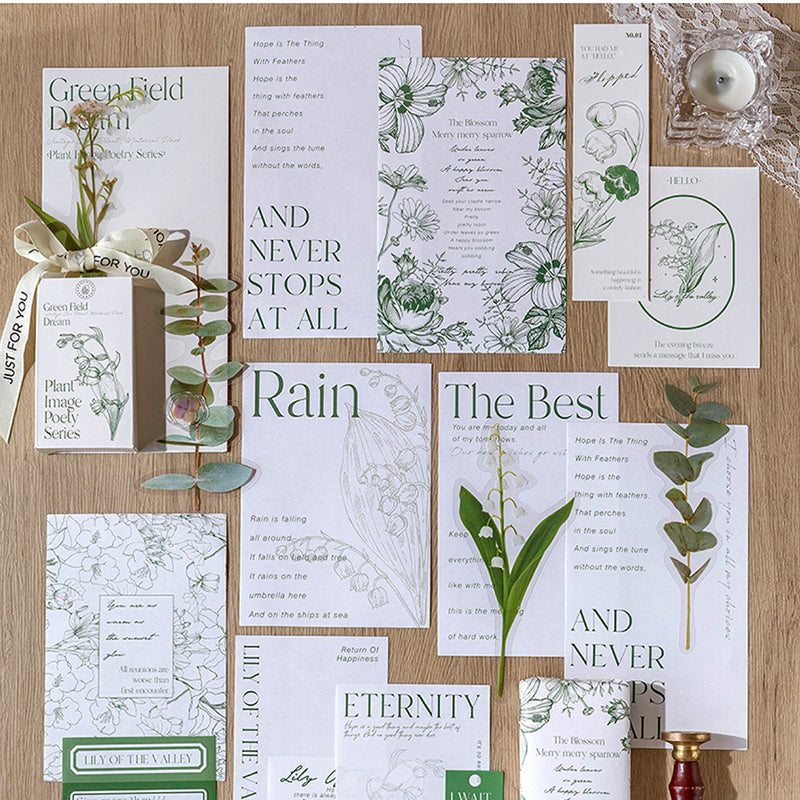 23PCS Plant image poem series material paper