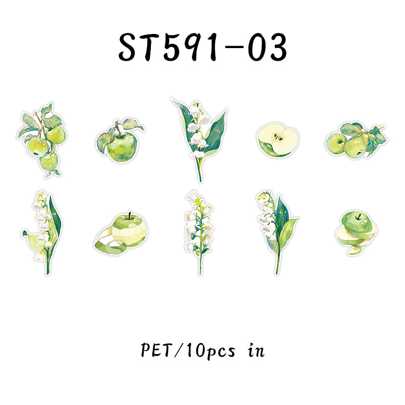 10PCS Flowers to send wine series sticker