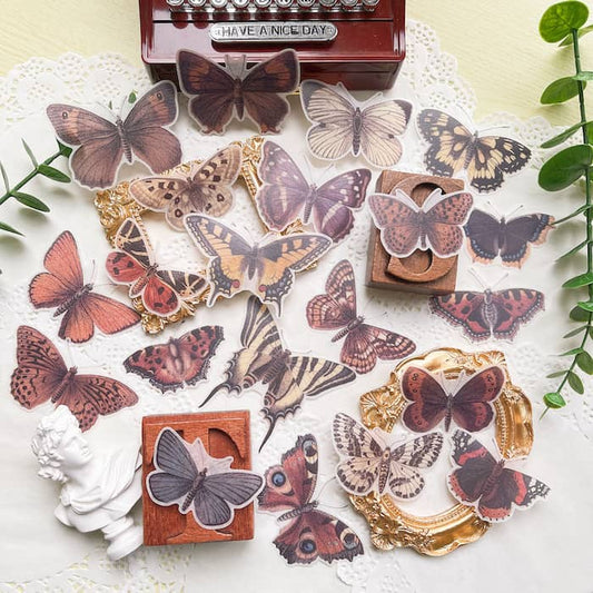 Vintage Butterflies Sticker 21PCS