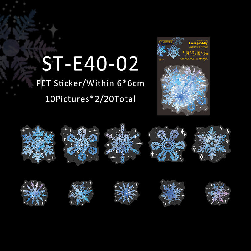 20PCS Wind flower snow night series sticker