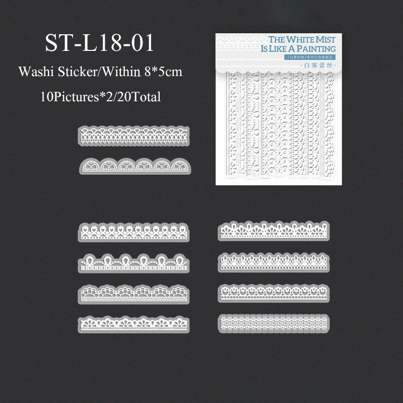 20PCS White mist picturesque series sticker