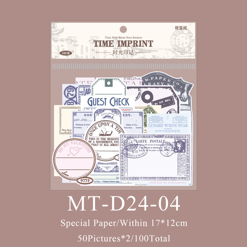 100PCS Time Notes series material paper