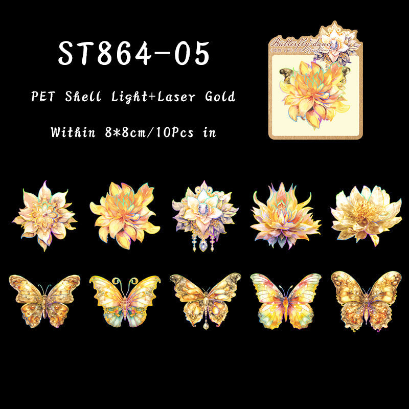 10PCS Butterfly flying flower series sticker