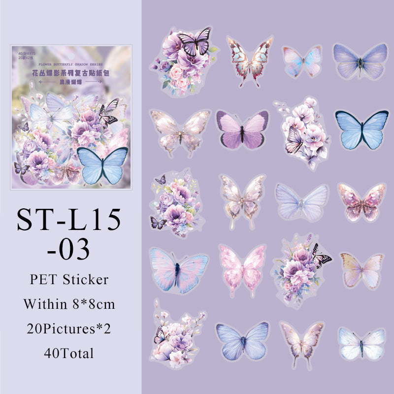 40PCS Flower butterfly series sticker