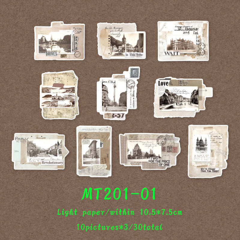 30PCS Vintage collage series material paper