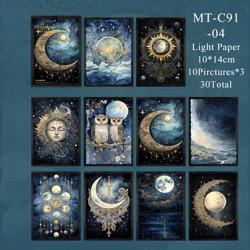 30PCS Watching the starry sky series material paper