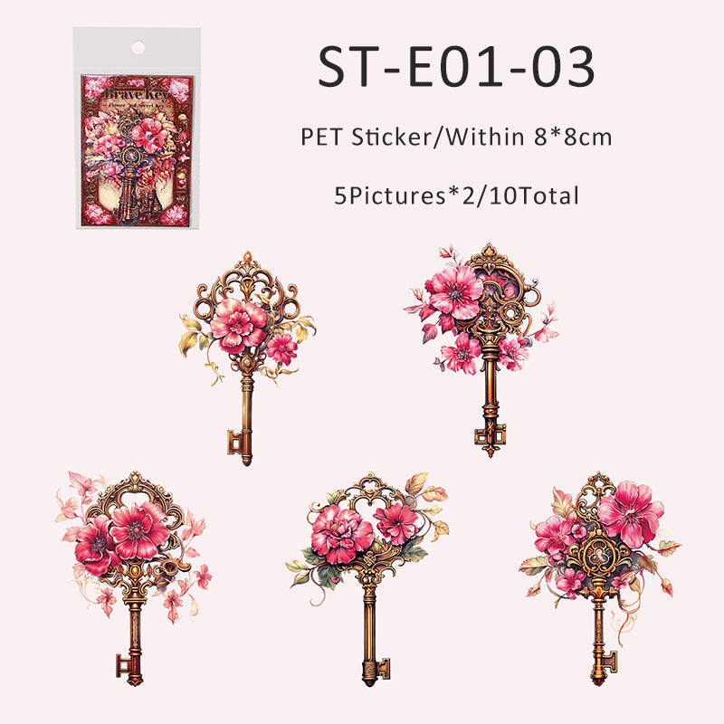 10PCS Flower and secret key series sticker