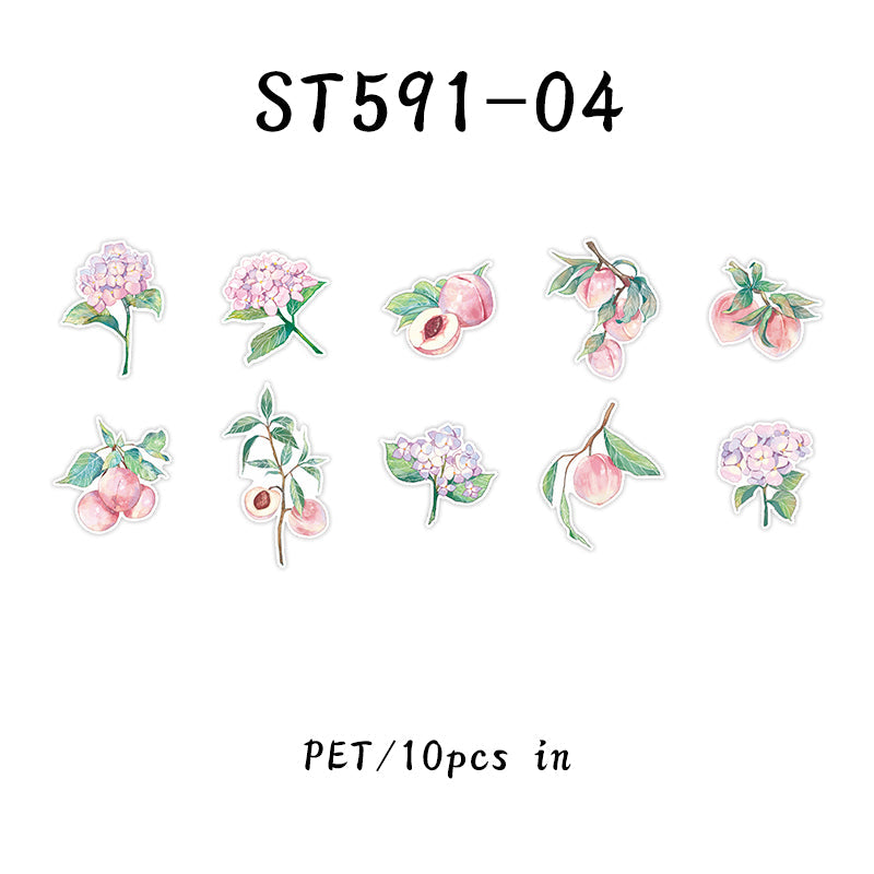 10PCS Flowers to send wine series sticker