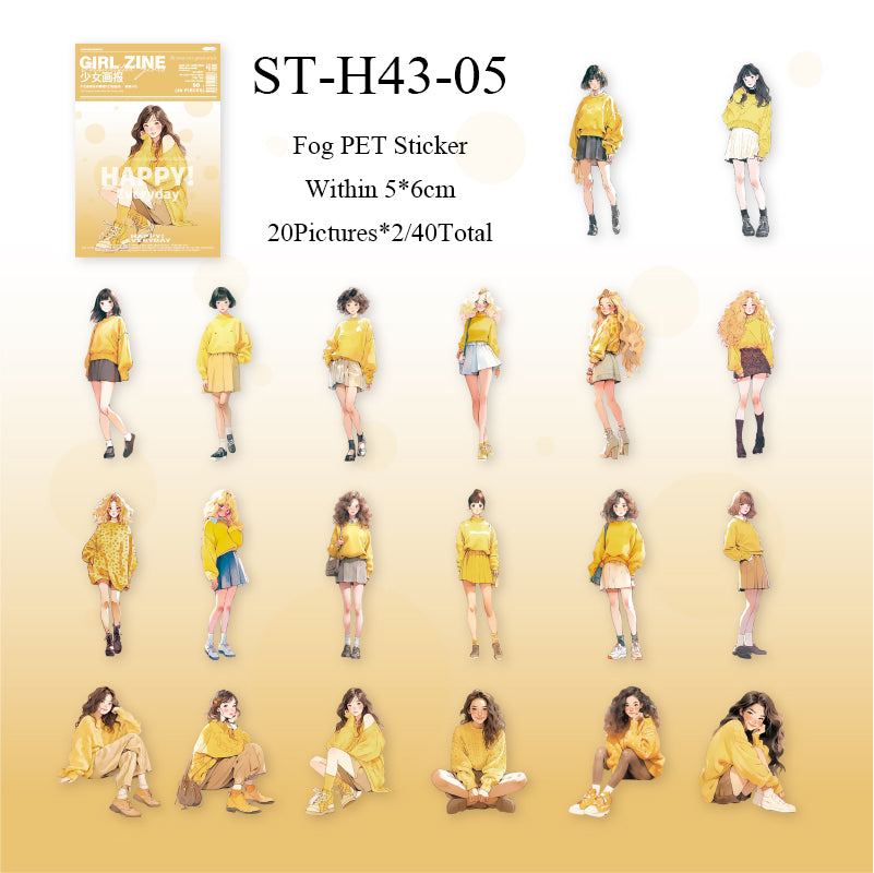 40PCS Girls Illustrated series sticker