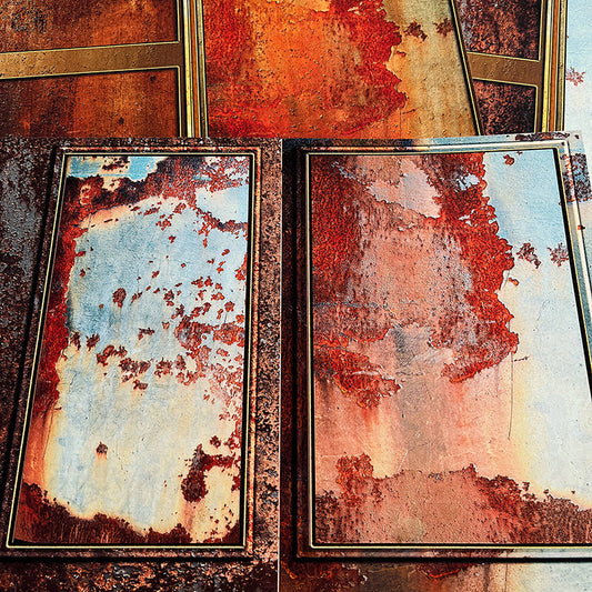 8PCS Vintage red rust background paper