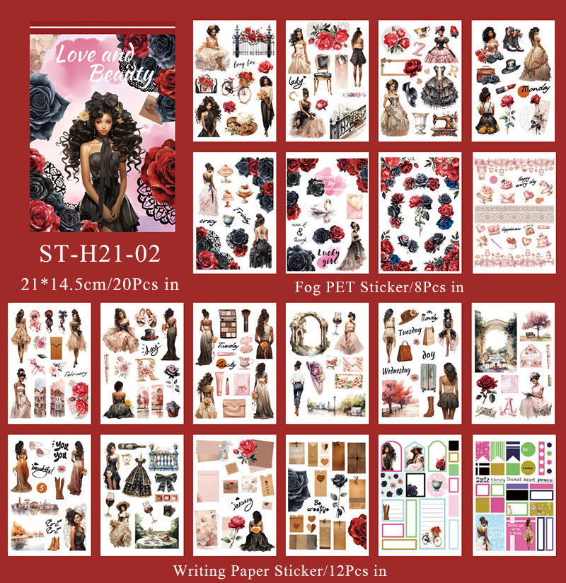 20PCS The flower shadow of time series sticker book