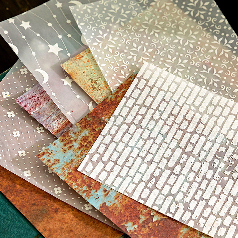 8PCS Vintage mottled series material paper