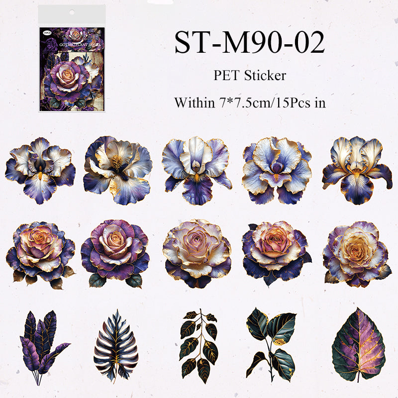 15PCS Gothic plant book series sticker