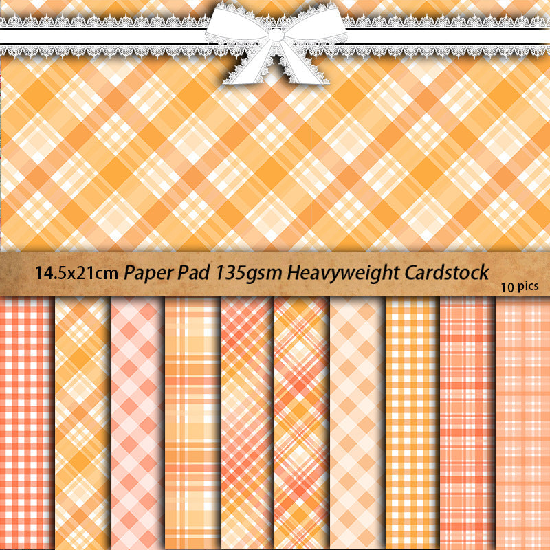 10PCS Orange Plaid material paper