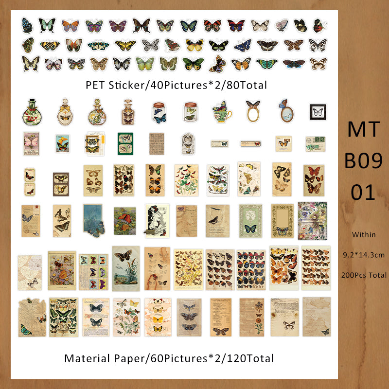 200PCS Thousand Miles of mountains series material paper set