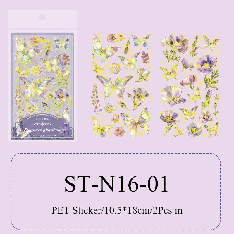 2PCS Butterfly dance flying flower series sticker