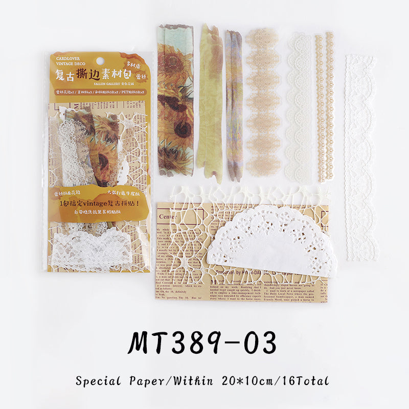 16PCS The gallery under the curtain series material paper