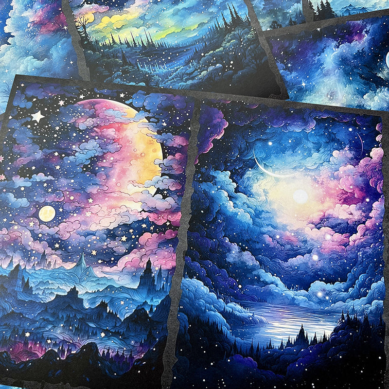 10PCS Magic starry forest background paper