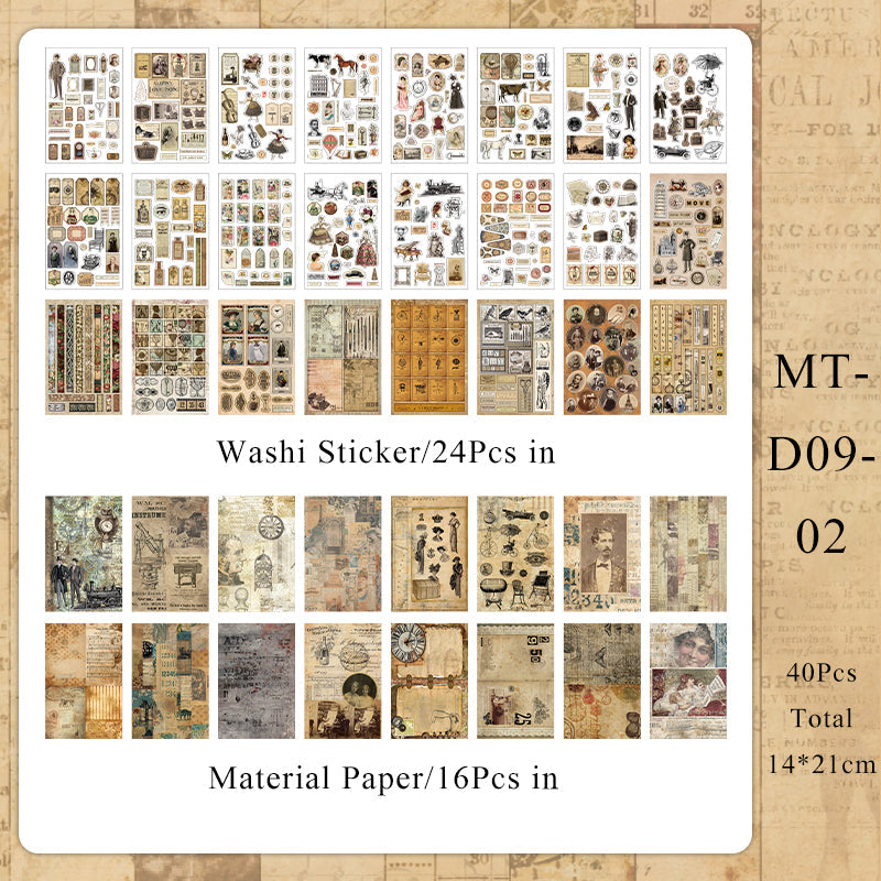 40PCS Reminiscence series material paper set