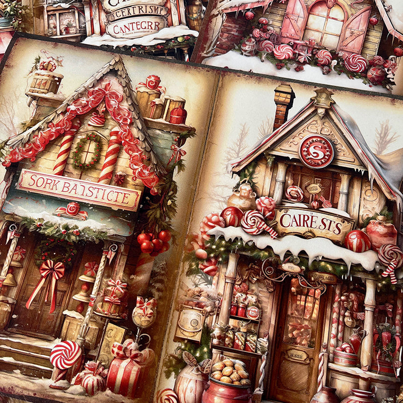 10PCS Vintage Christmas house background paper