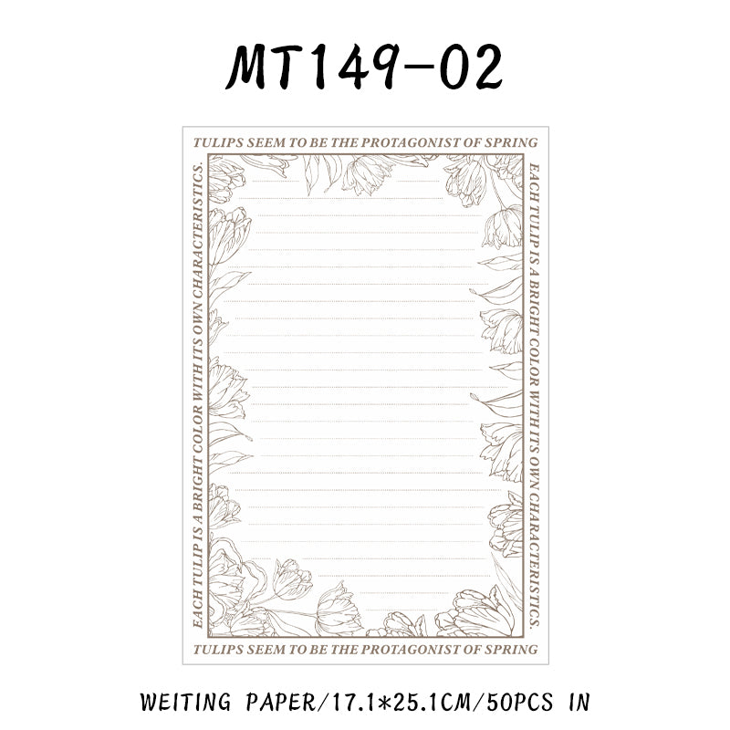 50PCS Meet Floral Series material paper