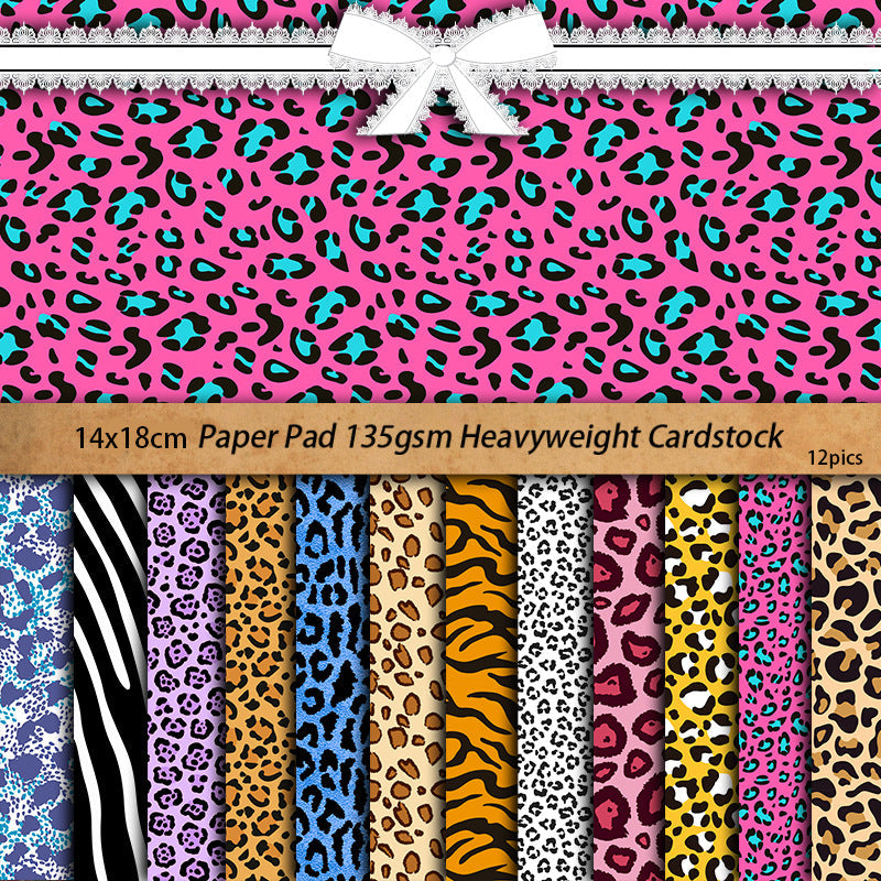 12PCS Leopard print background material paper