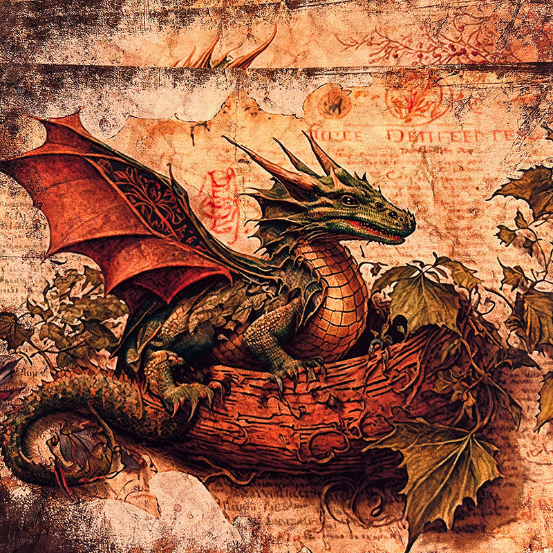 8PCS Vintage Dragon background paper