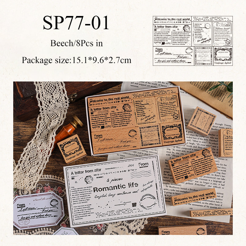 8PCS English track series stamp