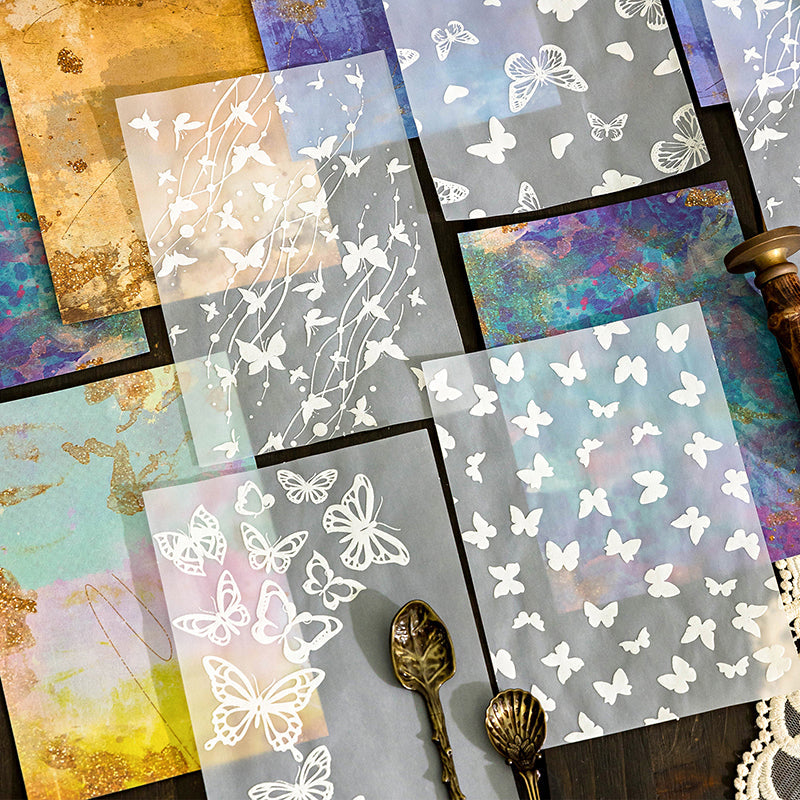 8PCS Vintage mottled series material paper