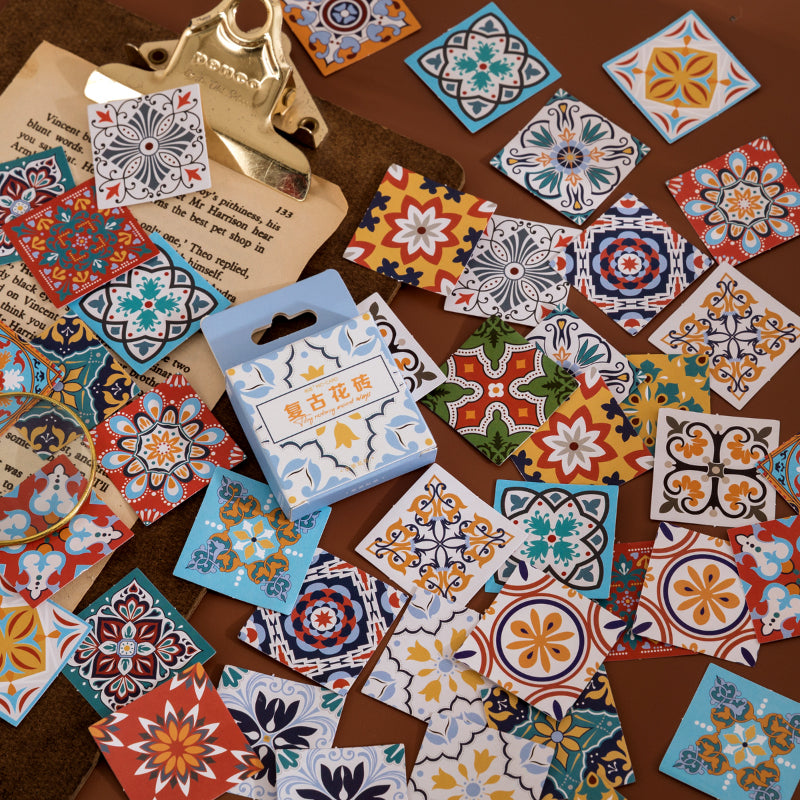 46PCS Vintage tile series sticker